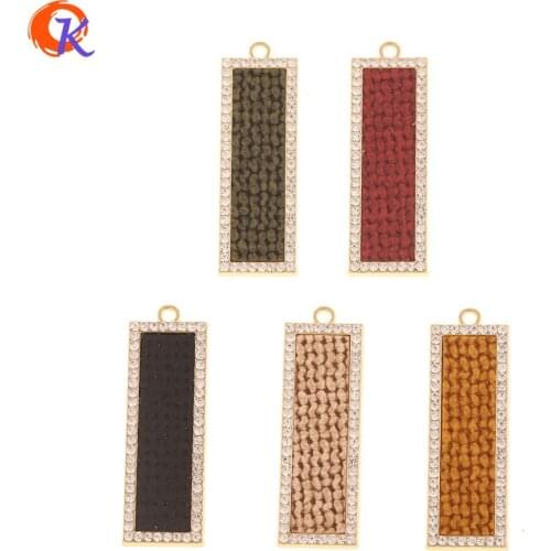 Cordial Design 30Pcs 14*43MM Jewelry Accessories/Hand Made/Rhinestone Charms/Rectangle Shape/Fabric Effect/DIY/Earring Findings