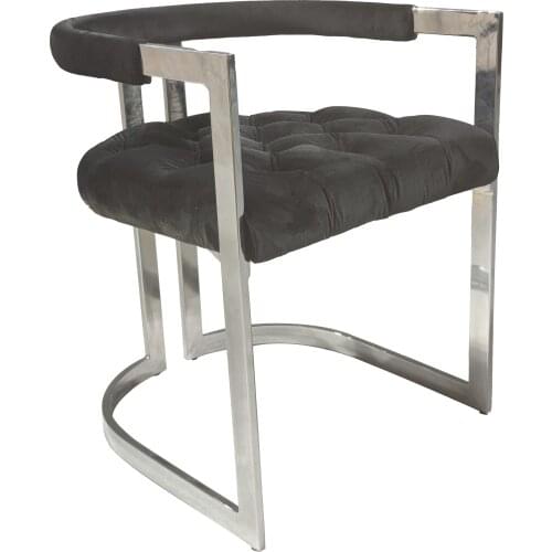 ChinaFurniture processing and production factory modern light luxury velvet dinner chair with stainless steel foot