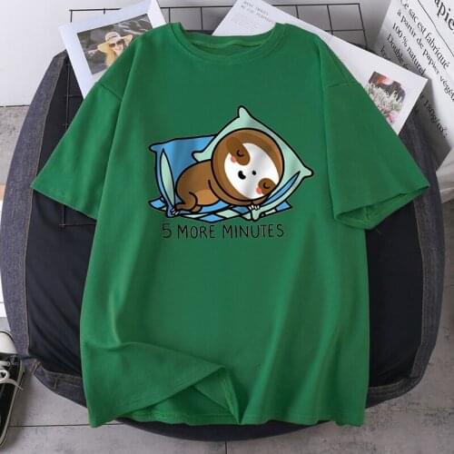 Sleeping Sloth Harajuku Women T-shirts Print Fashion Plus Size Tshirts Vintage Purple Casual Tops Tees Washable Camiseta Woman