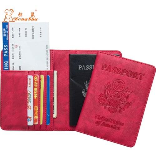 USA Place multiple cards Double eagle RED International passport cover Built in RFID Blocking Protect personal information