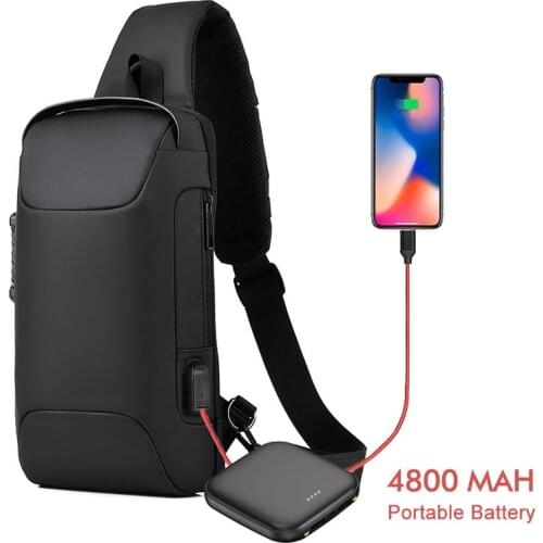 Anti Theft Men Chest Pack USB Charging Short Trip Messengers Chest Bag Waterproof Shoulder Bag Male Crossbody Bags TSA Code Lock