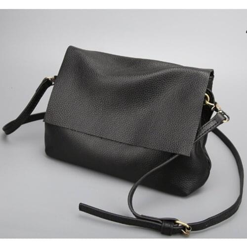 RanHuang New Arrive Womens Brief Handbags High Quality Genuine Leather Shoulder Bags Fashion Black Messenger Bags B015