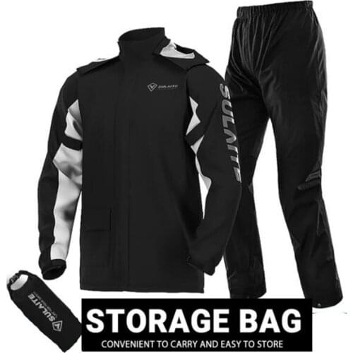 Waterproof Motorcyclist Motorcycle Raincoat Set Reflective Impermeable Breathable Motocross Suit With Removable Hood Man