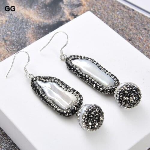 GuaiGuai Jewelry 2.5'' White Biwa Pearl Coin Pearl Earring