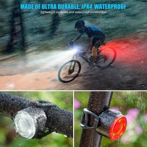 USB Charging Bicycle Front Rear Light Kit LED Bicycle Lights Set Kit Bike Safety Front Headlight Taillight Rear Light Flashlight