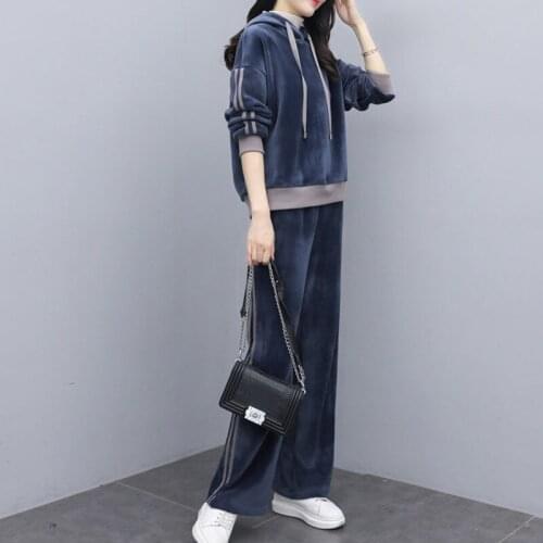 Y2k 2 Piece Sets Womens Outfits Velvet Tracksuits Velour Hoodies Tops Tracksuit Plus Size Women Clothing Pant Suits Sweatsuit