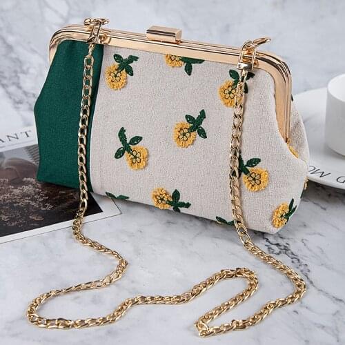 Women Evening Clutch Bags Metal Frame Floral Evening Bag Night Purse Handbag Wedding Party Bridal Clutches