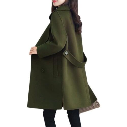 New Woolen Blend Jacket Women Wool Coat Plaid Oversize Middle-aged women High Quality Plus Size Casual Wool Overcoat 4XL A1094