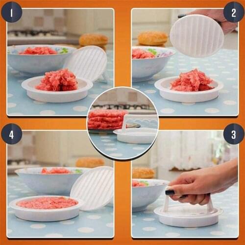 1 Set Round Shape Hamburger Press Food-Grade Plastic Hamburger Meat Beef Grill Burger Press Patty Maker Mold Mould Kitchen Tool