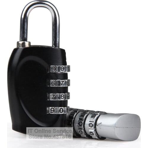 1PCS 4 Digit Combination Password Padlock Travel Suitcase Zipper Bag Drawer Padlock 800118 + 1M Spring Steel Wire Rope