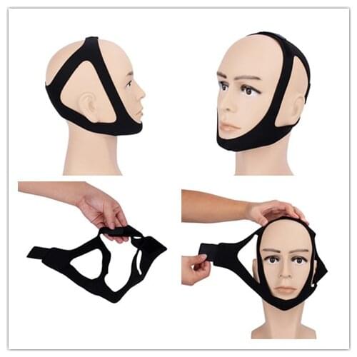 1PC Anti Snore Chin Strap Black Color Care Sleep Stop Snoring Belt Chin Jaw Supporter Apnea Belt For Men Women