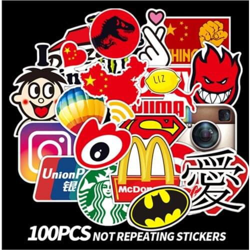 100 Fashion Brand Tide Card Graffiti Stickers Guitar Laptop Skateboard Motorcycle Luggage Sticker Bedroom Wall Decals Decoration