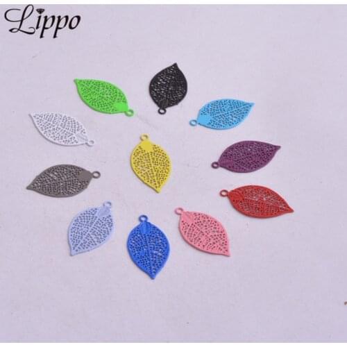 100pcs AC3846 Brass Small Leaves Charm Filigree Leaf Bracelet Earrings Findings Pendants Embellishment DIY Jewelry Materials