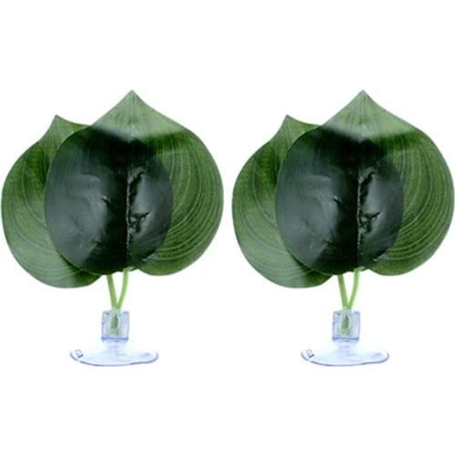 2Pcs Fish Tank Aquarium Artificial Leaf Betta Fish Rest Plant Fish Hide Play Bed