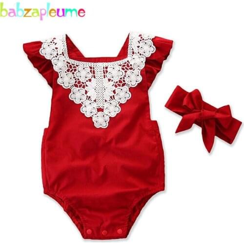 2PCS/Christmas First Birthday Outfit Twins Baby Clothes Toddler Bodysuit+Headband Little Girl Clothing Newborn Jumpsuit BC1516-1