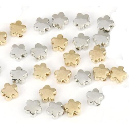 200Pcs/lot 6x3mm Inside Hole Flower Gold Silver Color CCB Loose Spacer Acrylic Beads DIY Jewelry Making Findings Charm Beads