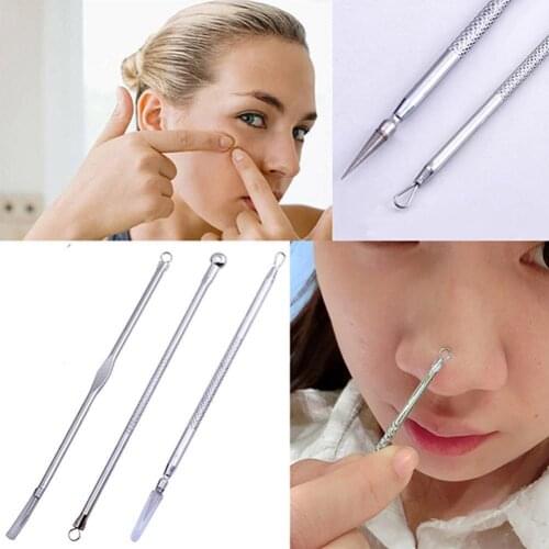 3 Pcs Double Ended Blackhead Comedone Blemish Acne Extractor Remover Tool Set кисти для макияжа