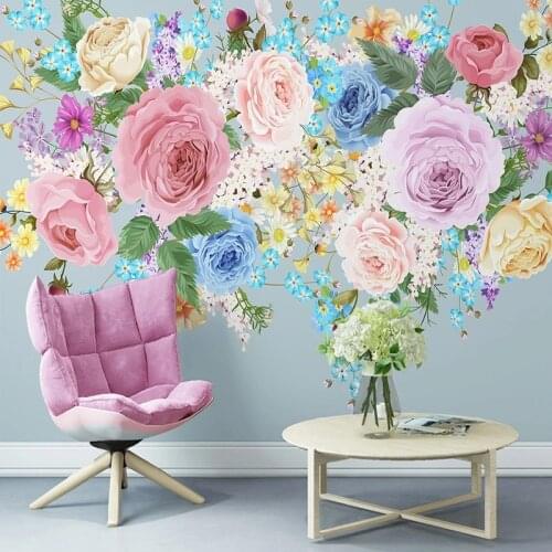 3D Hand Painted Modern Flower Wallpaper Pastoral Style Photo Mural Custom Any Size Wall Art Decor Painting Paper Papel De Parede