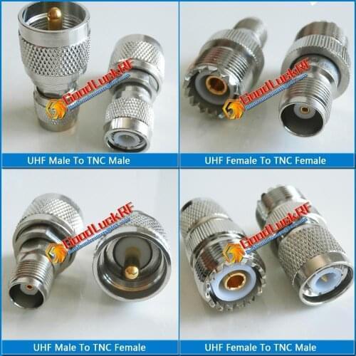 4 Pcs Kit Set Adapter PL259 SO239 UHF To TNC Connector Coax Socket Plug UHF - TNC Brass Straight RF Coaxial Adapters