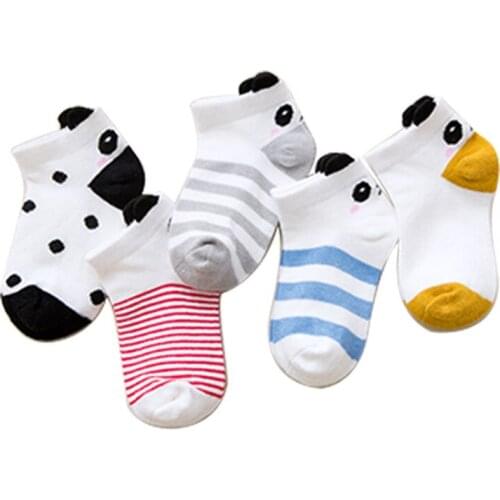 5Pairs/lot 0-2Y Cute Lovely Short Baby Socks Red Heart for Girls Cotton Mesh Cute Newborn Boy Toddler Cartoon White Socks