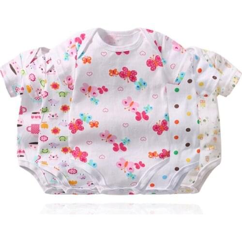 5 pcs/lot Infant Clothing Baby Romper Short Sleeve Striped One Piece Suit Jumpsuit Newborn Kids Boy Girl Clothes