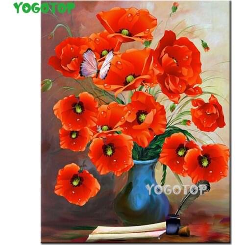 5D Diamond Mosaic Full square round drill Diamond Embroidery poppy flower Diy Diamond Painting Cross Stitch Sets YY4767