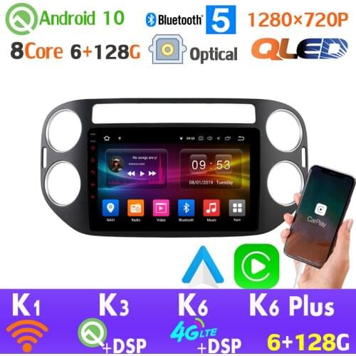 6G+128G Android 10 QLED 1280*720P For Volkswagen VW Tiguan 2010-2017 Radio GPS HDMI auto CarPlay 4G LTE WiFi AHD 1080P Head Unit