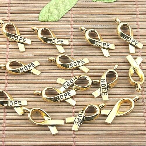 70pcs dark gold color HOPE cancer awareness ribbon design charms H1168