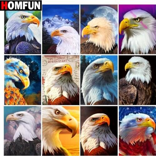 HOMFUN Diy Full Square Round Drill 5D Diamond Painting Cross Stitch Diamond Embroidery "Animal eagle scenery" Home Decor Gift