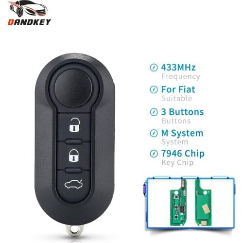 Dandkey Car Remote Key For Fiat 500 Doblo Qubo Grande Punto 2006-2013 Delphi BSI System 433.92ASK PCF7946 Replace Smart Key