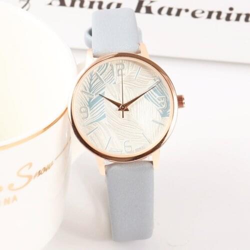 New Fashion Creative Retro Blue Leaves Women Watches Big Top Brand Simple Dial Quartz Luxury Ladies Watch Reloj Muje