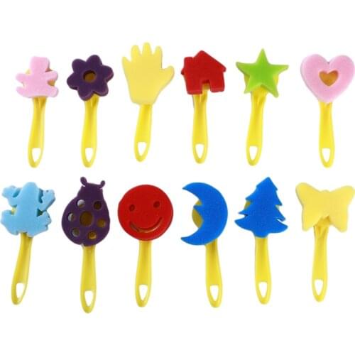 Painting Sponge Brushes Set DIY Safe Creative Durable Art Painting Brush Drawing Toys Set Brush Stamp Graffiti Tool