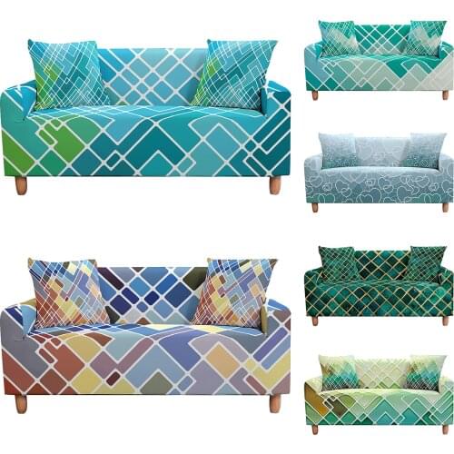 Grid Pattern Elastic Sofa Slipcovers Modern Sofa Cover for Living Room L-shape Corner Chair Protector Couch Cover 1/2/3/4 Seater