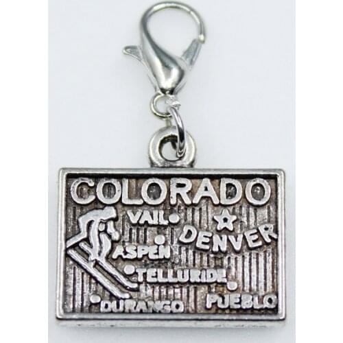 Hot selling 10pcs American COLORADO state map dangle charms lobster clasp charms DIY pendant bracelets charm accessories