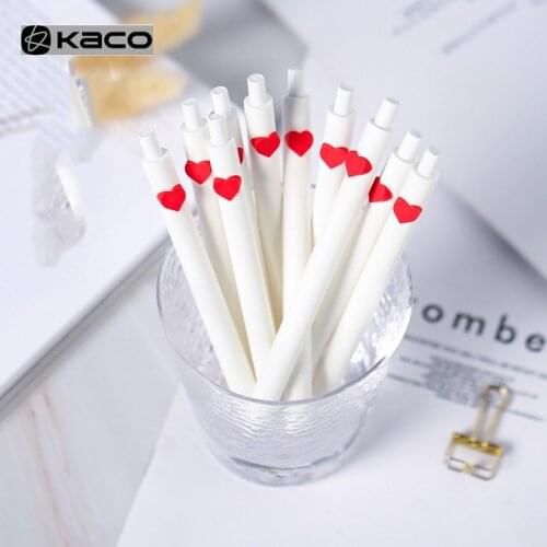 KACOGREEN LOVE Gel Pen Kaco Gel Pen 0.5mm Pen Black Ink Ballpoint pen Core Durable Signing Pen ABS Plastic White Stationery Pens