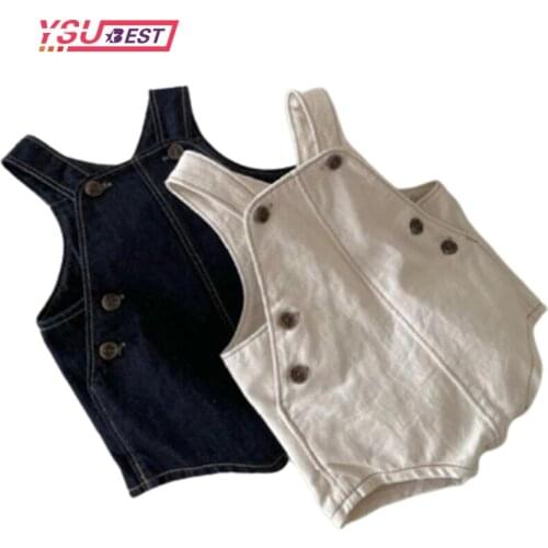 Baby Girl Jumpsuit Casual Summer Baby Boys Overalls Black Beige Jean Overalls Kids Korean Girls Pant Overalls Outwear Clothes