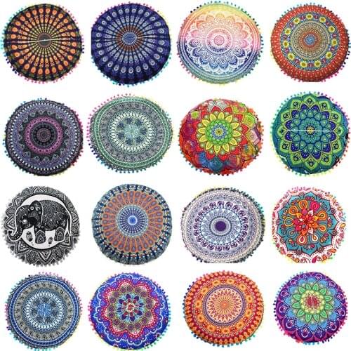30 Styles Round Mandala Pattern Pillowcase Bohemian Cushion Cover Boho Floor Cushion Pillows Cover Case Home Decoration 43x43cm