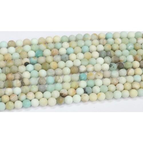 Fashion New Natural Stone 4mm 6mm 8mm 10mm Matt Amazonite Round Bead Forest Loose Beads For Jewelry Making Finding 15inch B3261