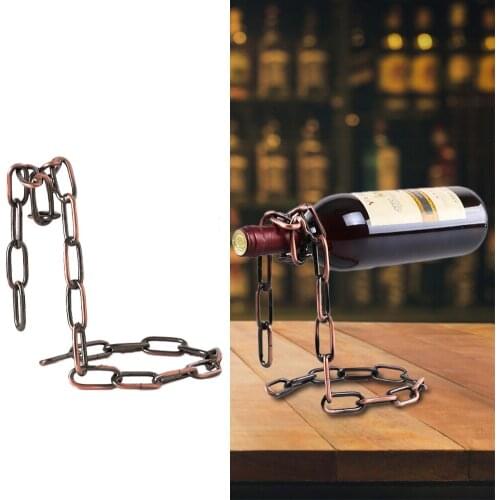 Metal Hanging Suspension Chain Shape Magical Wine Rack European Style Retro Wine Glass Shelf Wine Cabinet Restaurant Bar Display