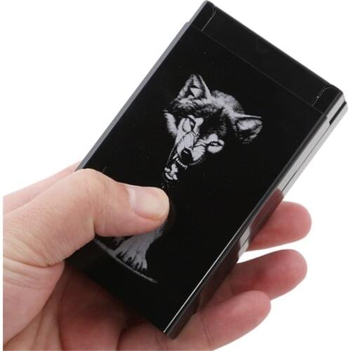 Black Wolf Metal Cigarette Case Boxes Personalized Ultra Thin Automatic Cigarette Tobacco Holder Storage Case Pocket-case Gifts
