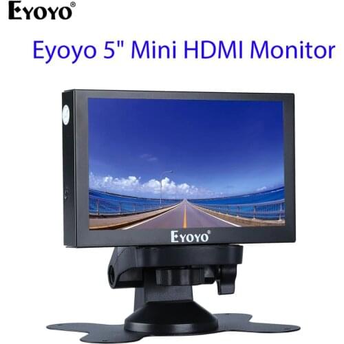 Eyoyo 5" HD 800X480 Mini Truck Car Rear Rearview Parking Monitor Camera Reverse LCD Screen with HDMI VGA BNC Security Display