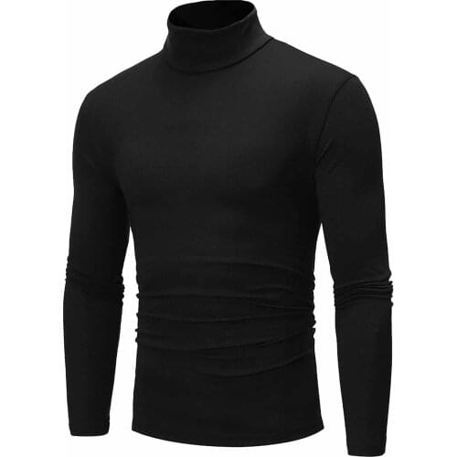 Slim Black Tops Men Autumn Winter Turtleneck Long Sleeve Slim Pullover Sweater Blouse Top Good Quality Spring Autumn Pullover