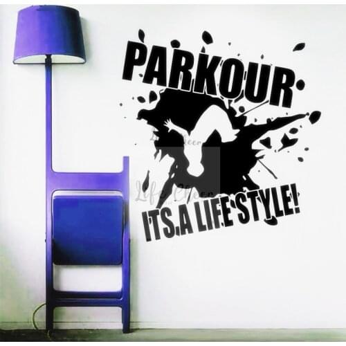 Extreme Sports Parkour Wall Sticker Popular Sport Club Decor Parkour Sportsman Wall Decal Lifestyle Quote Vinyl Poster AC054