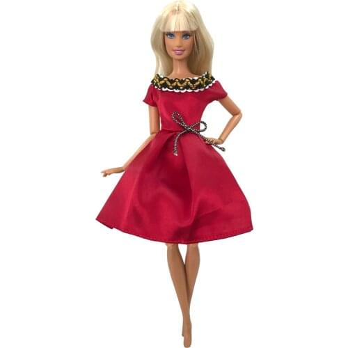 NK 1 Pcs Red Skirt Fashion Casual Outfits Dress Super Model Dancing Dress Clothes for Barbie Doll Accessories Girls Toy 3X