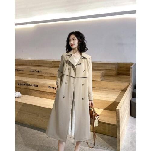 Obrix Female Basic Vintage Trench Casual Streetwear Fashion V-Neck Full Sleeve Formal Outerwear For Women