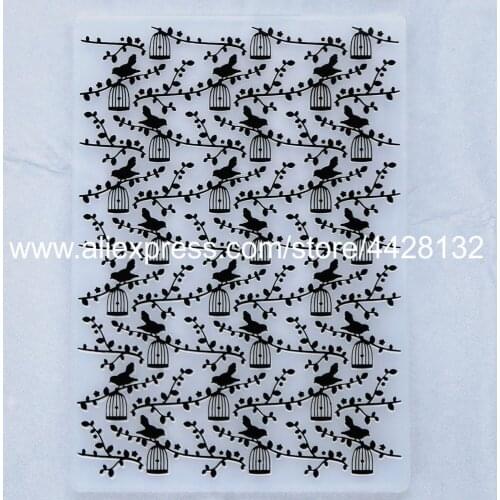Branch Birdcage Bird Plastic Embossing Folder For Scrapbook DIY Album Card Tool Plastic Template 10.4x14.6cm 9081656