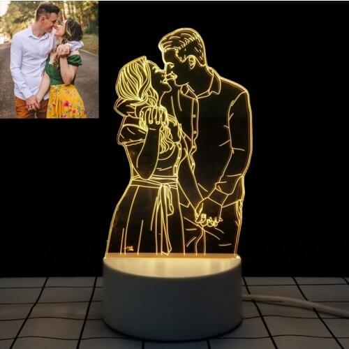Customized 3D Photo Acrylic Board Night Light Custom USD Table Lamp LED Night Light Birthday Gift