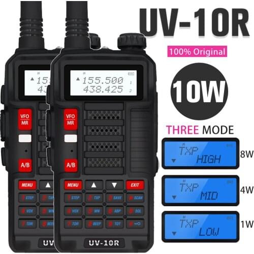 1/2pcs Professional Walkie Talkie UV-10R 10W Dual Band VHF UHF Two Way Ham Radio USB Charging HF Transceiver Baofeng CB Radio