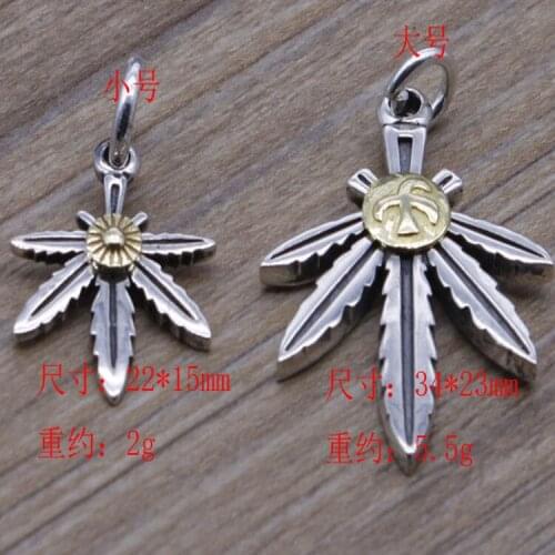 Takahashi Kagura Goros Simple Retro 925 Sterling Silver Creative Maple Leaf Feather Pendant Diy Necklace Accessories Jewelry