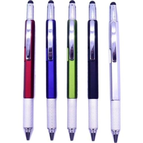 Screwdriver dismountable colorful 6 In 1 Multi Purpose Pen With Touch Screen Ruler Level Multi Head Screwdriver